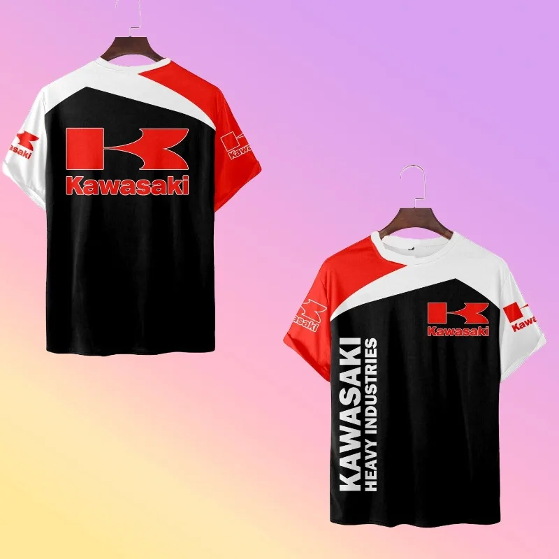 

MOTO-2025 летние новые мотоциклетные и велосипедные футболки Kawasaki для мужчин, детские повседневные спортивные топы для женщин и мужские рубашки