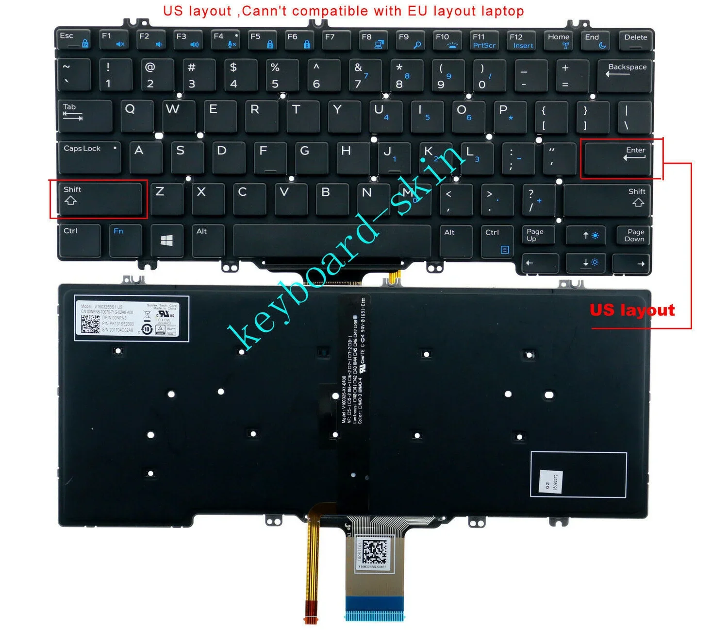 New US Keyboard backlit For Dell Latitude E5280 5280 5288 5289 5290 7280 7290 7380 7389 7390,7380 7389 2 in1,7390 2 in1,laptop