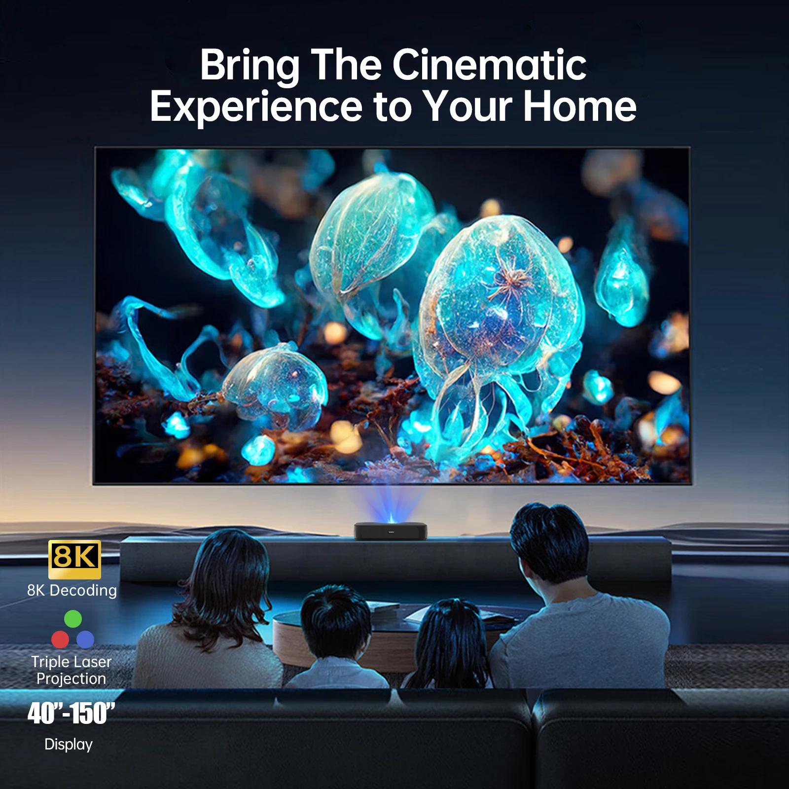 GTV Full HD 1080P Ust جهاز عرض ليزر المسرح المنزلي Dlp H2Mini جهاز عرض ذكي 1200 ANSI يدعم 4K MAX 160 "رمي قصير جدًا #2