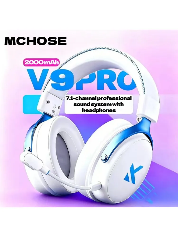 MCHOSE V9 Pro Gaming Wireless Headset7.1 Surround Sound Kopfhörer Noise Cancelling Mic Low Latency Lightweight für PS5 PC SWITCH