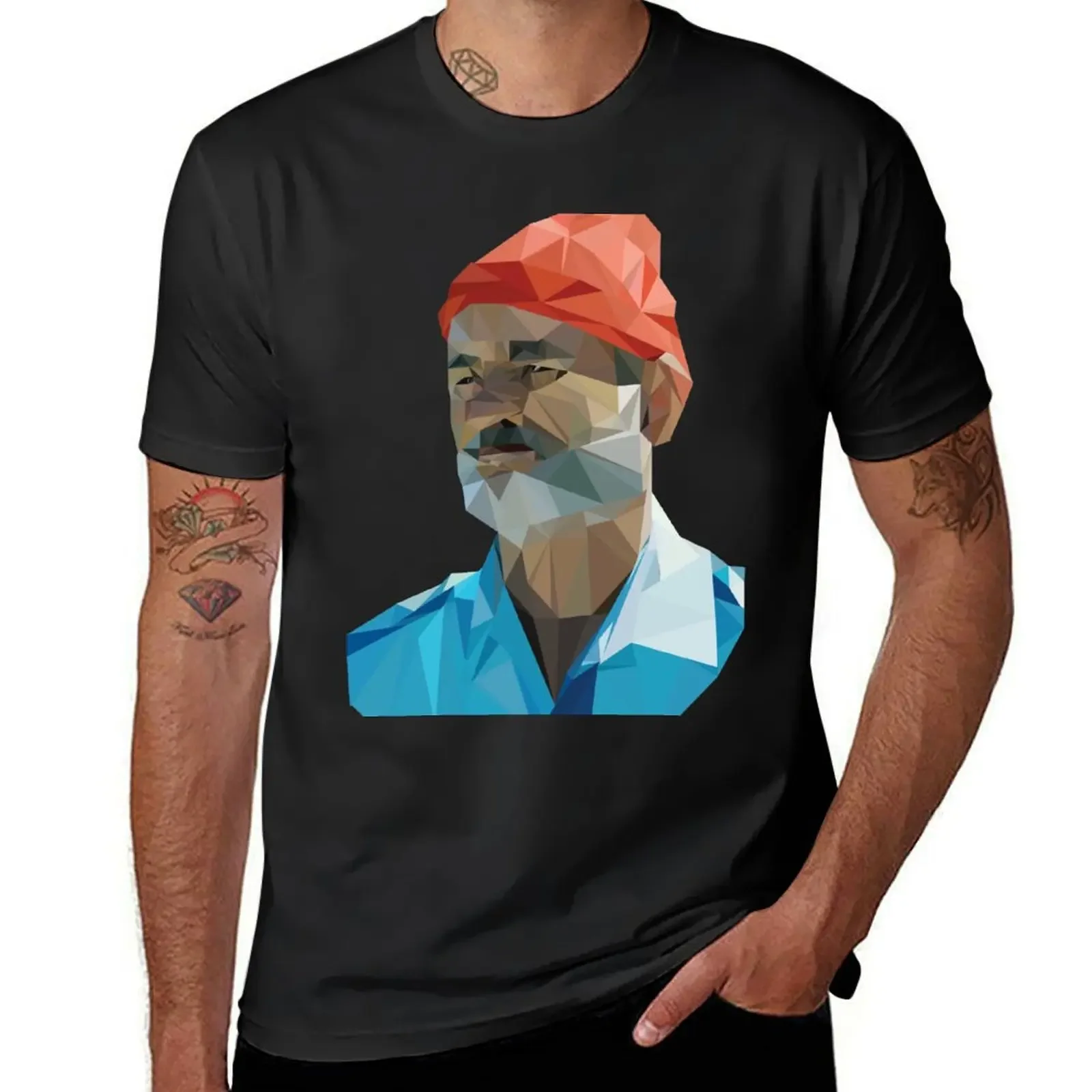 The Life Aquatic with Steve Zissou geometric low poly portrait - Bill Murray T-Shirt tops heavyweights cotton t shirt men