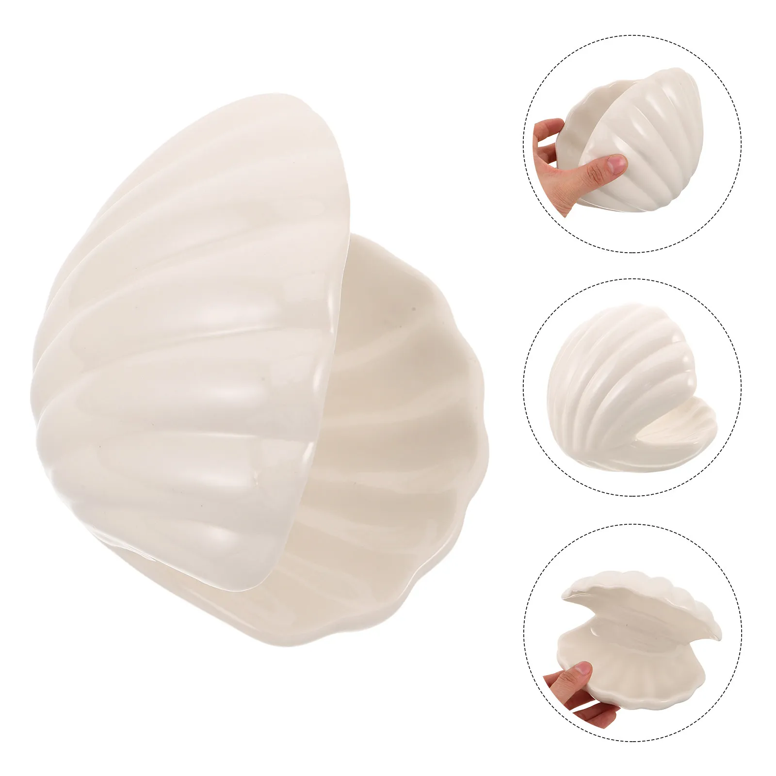 

Shell Jewelry Dish Tray Ceramic Clamshell Trinket Holder for Rings Earrings Necklace 5.3x4.3x4 Cozy Coastal Vanity Organizer
