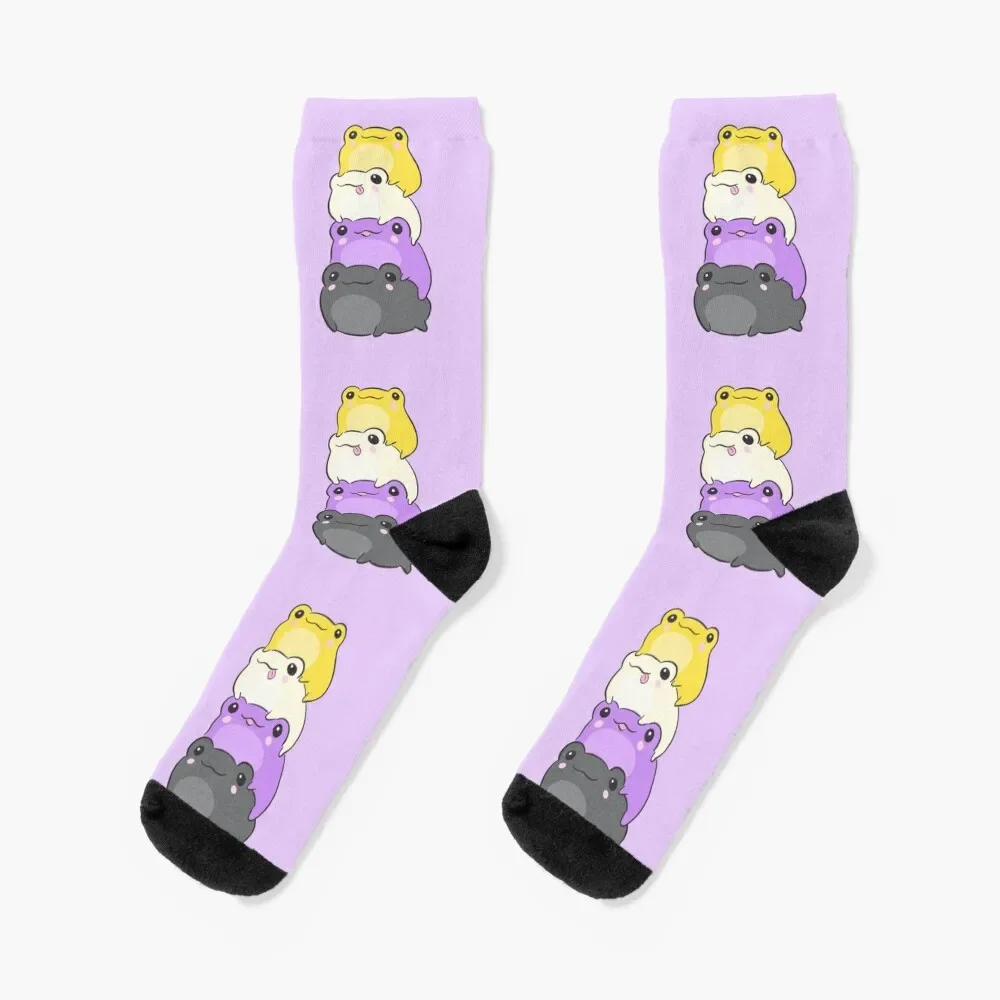 

Nonbinary Pride Frog - Cute Kawaii Aesthetic Frog - Subtle Non-Binary Enby NB Pride Flag Colors Frog Pile Socks