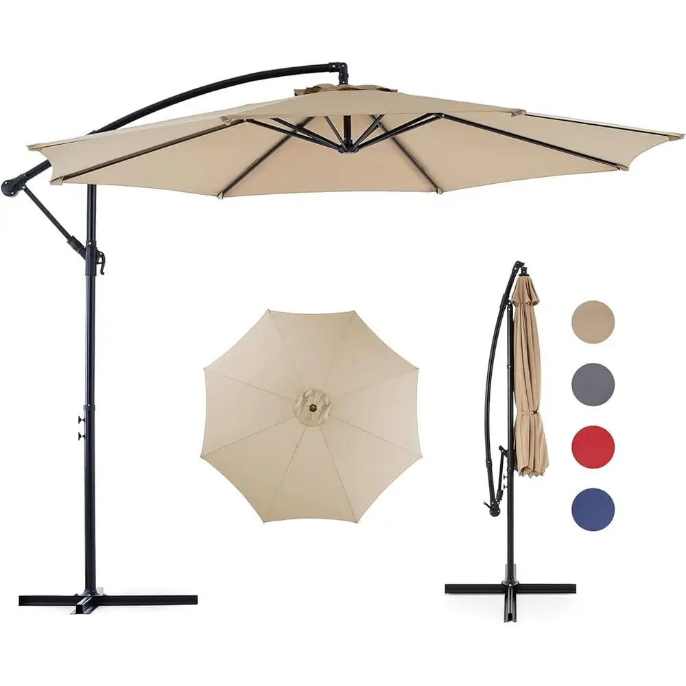 9.8ft إزاحة مظلة فناء تنفيس في الهواء الطلق مظلة ناتئ مقاوم للماء مقاومة للأشعة فوق البنفسجية سهلة الميل قابل للتعديل الظل حديقة بركة