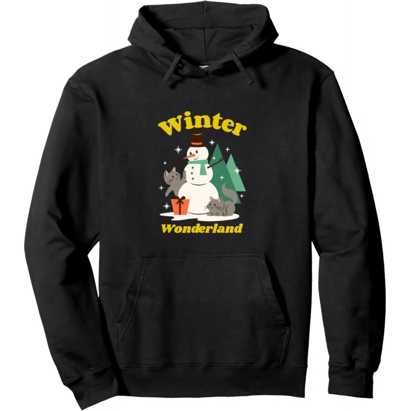 

Christmas Men's and Women's Sports Leisure New Long Sleeve Fashion Winter Wonderland Family Hoodie Black