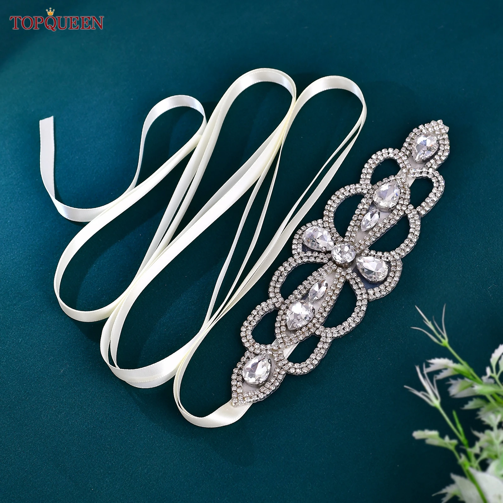TOPQUEEN Crystal Bridal Belt, Hollow Out Waist Ornament, Decorative Accessory for Wedding Evening Dresses, Bridesmaid Sash S334