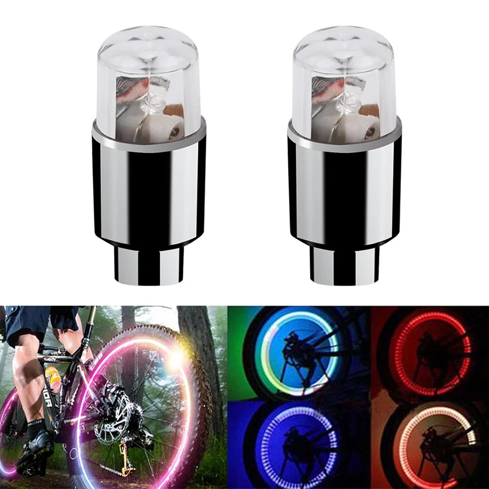 

2Pcs Wheel Hub Tire Color Valve Nozzle Durable Bicycle Motorcycle Night Flash Modification Car Accessories Led Atmosphere Lights