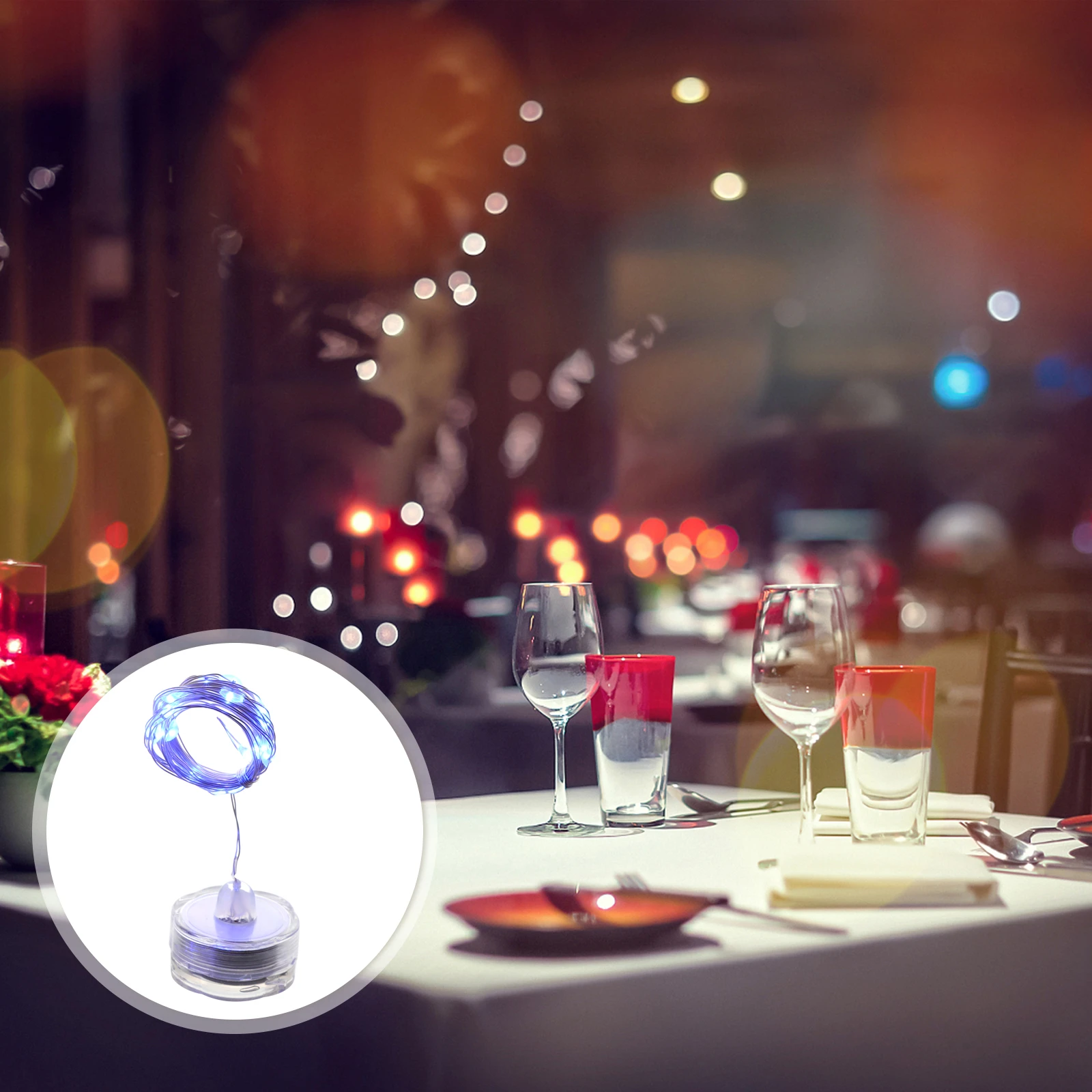 

6Pcs LED Submersible String Lights 2M Long Waterproof Lamp for Night Party Wedding Decor Silver Copper Wire Diving Lamp