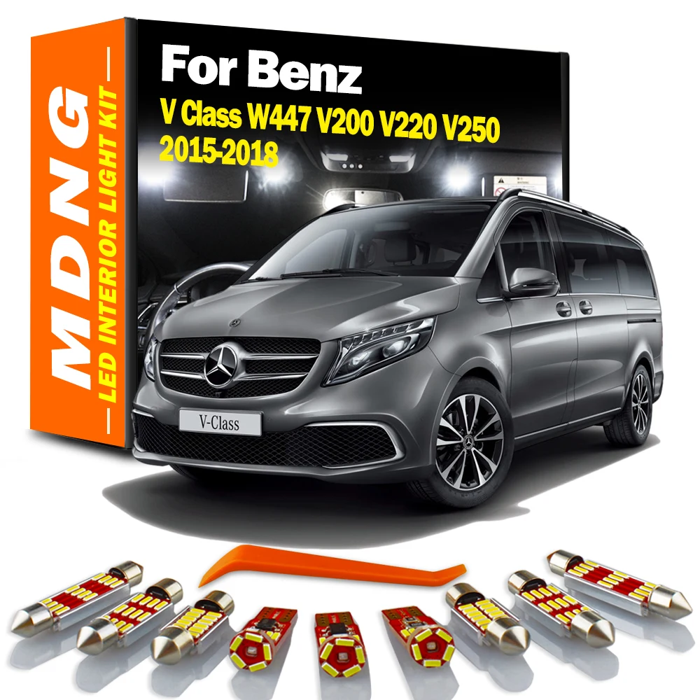 MDNG 19Pcs For Mercedes Benz V Class W447 V200 V220 V250 2015-2018 Vehicle LED Interior Dome Map Light Kit Car Led Bulbs Canbus