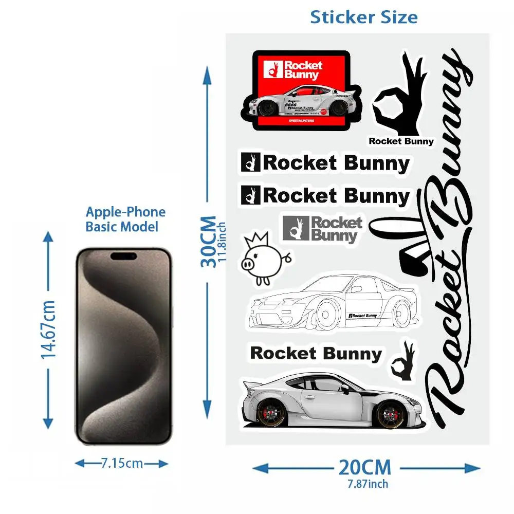 JDMs drift vehicles Rocket-Bunny Reflective Waterproof stickers vinyl decals and decorative for bicycles motorcycles and cars