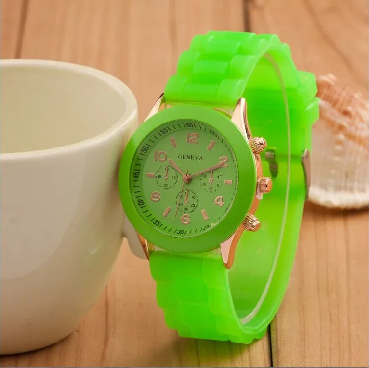 Geneva Silicone Watch for Women, Korean Style Fashionful Colorful Jelly Student Casual Watch
