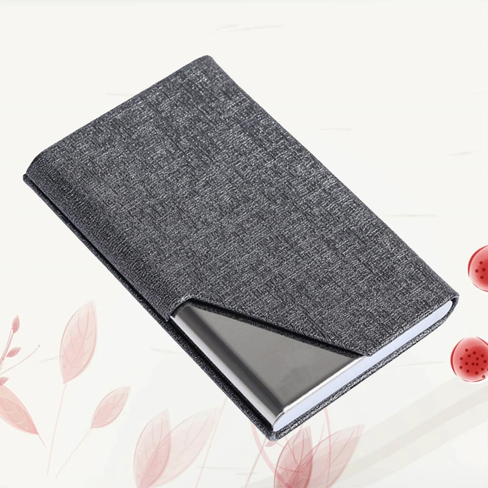 

Portable Stainless Steel Business Card Holder Case Dark Grey Slim Design Name Organizer Credit Card Pocket Size