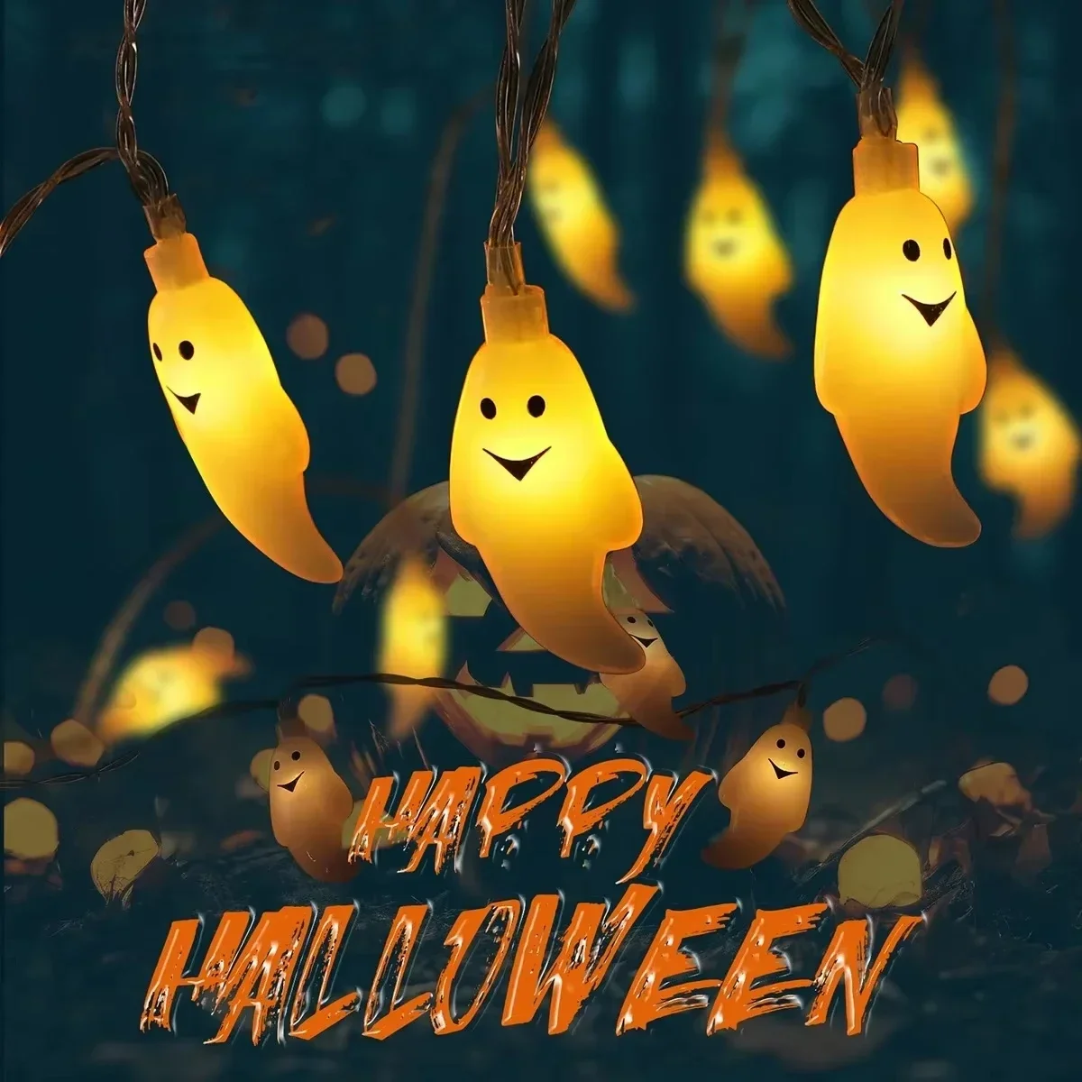 DIY LED String Lights Halloween Party Decorative Lights Glowing Ghost Battery Powered for Festival Lights Party Home Decorations