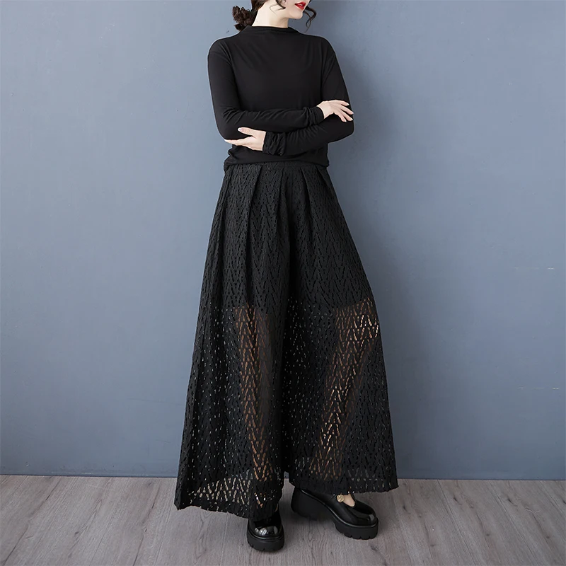 Lose Breite Bein Neun Punkte Hosen Frühling Herbst Koreanische Sle Me Rock Hohe Taille Baumwolle Mischung Casual Hosen für Frauen