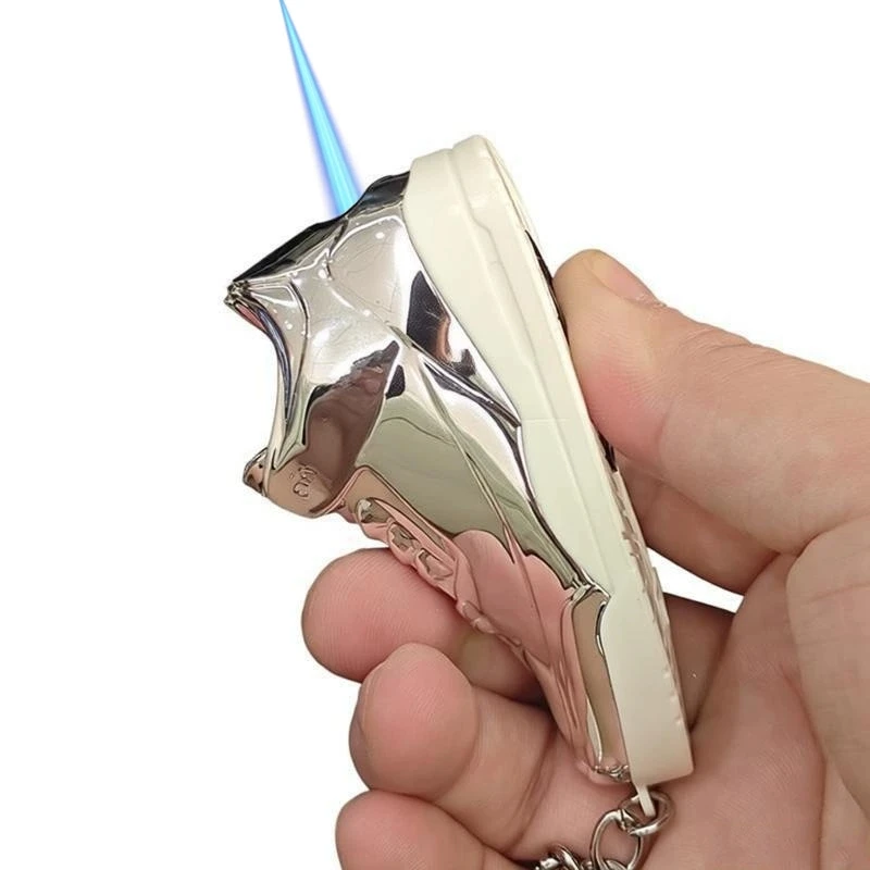 Innovative Personalized Basketball Shoe Keychain Lighter, Stylish Inflatable Windproof Jet Lighter Bag Hanging Ornament for Men