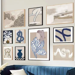 Abstract Figure Lines Stripe Girl Vase Wall Art Canvas Painting Posters And Prints Hotel Bar Pictures For Living Room Home Decor