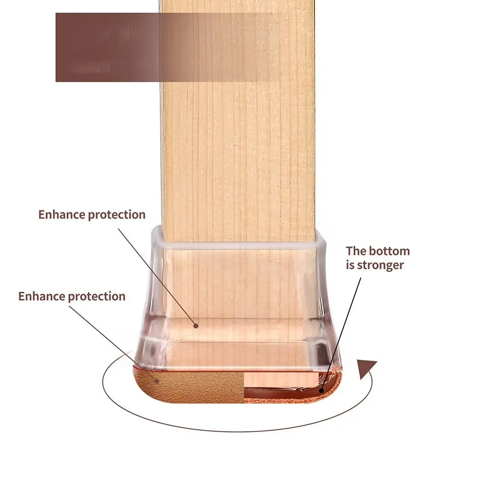 

1/4 шт. защитный чехол для пола, чехол для ног стула, ПВХ, прозрачные защитные чехлы для ног стула с войлочными нескользящими подушечками для мебельных ножек
