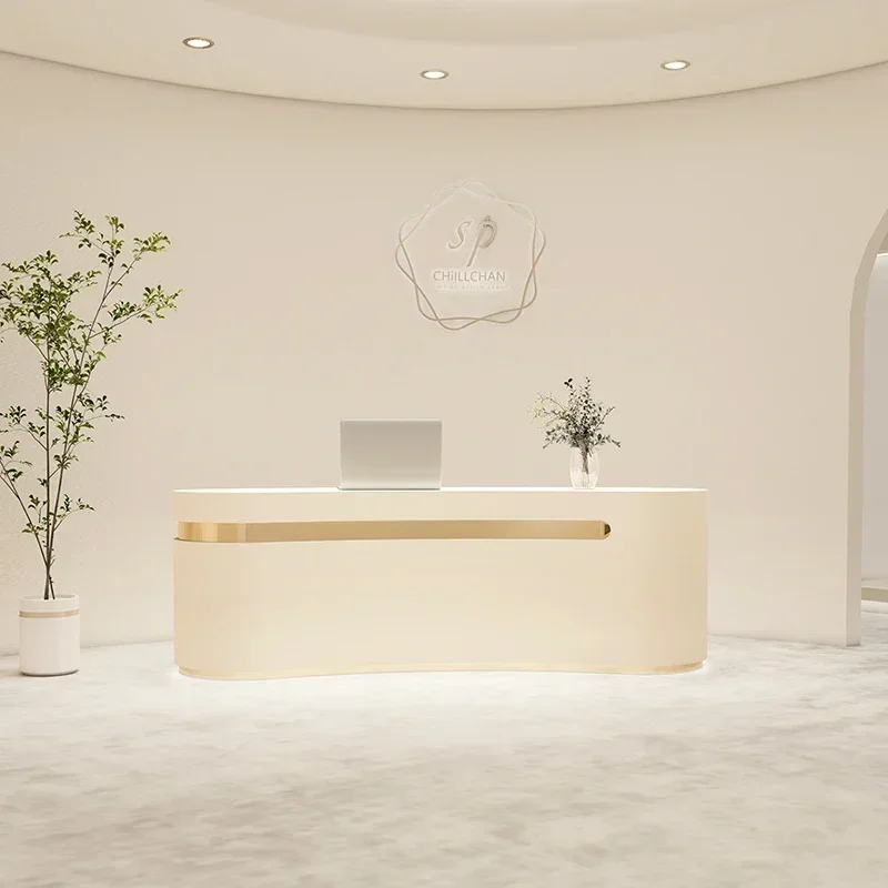 

Beauty Reception Desk Counter Store Receptionist Front Salon Aesthetic Center Decor Business Modern Escritorio Unique Furniture