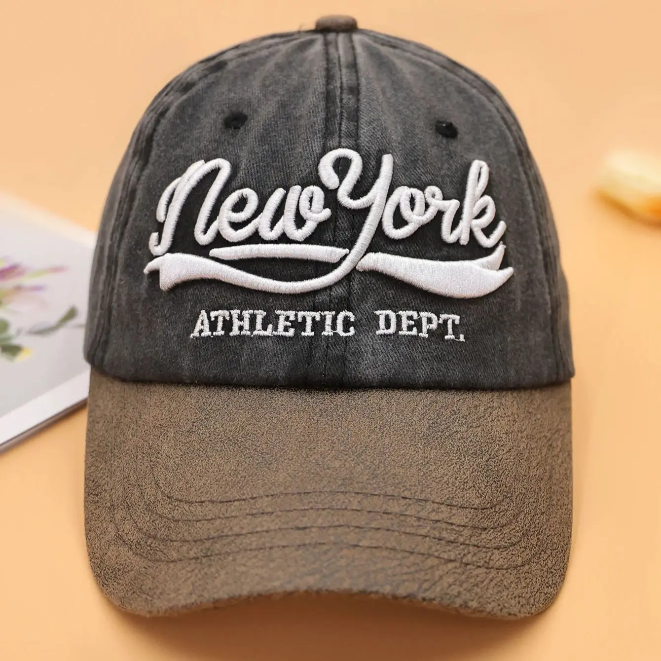 New York embroidered baseball cap popular retro three-dimensional embroidered duckbill cap casual sun hat