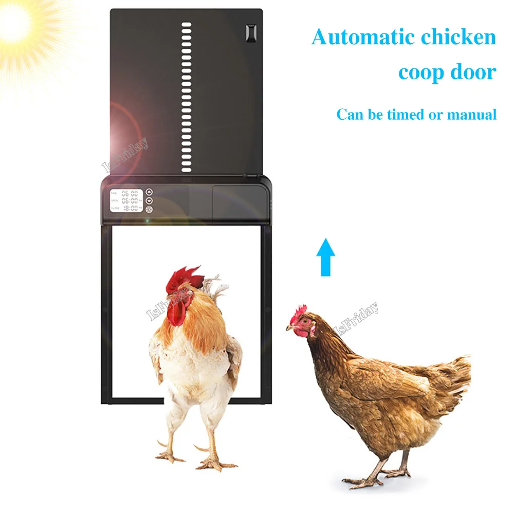 Timer Automatic Chicken Coop Door Motor Light-sensitive Chicken House Door Waterproof Pets Cages Door Outdoor Farm Poultry Gate