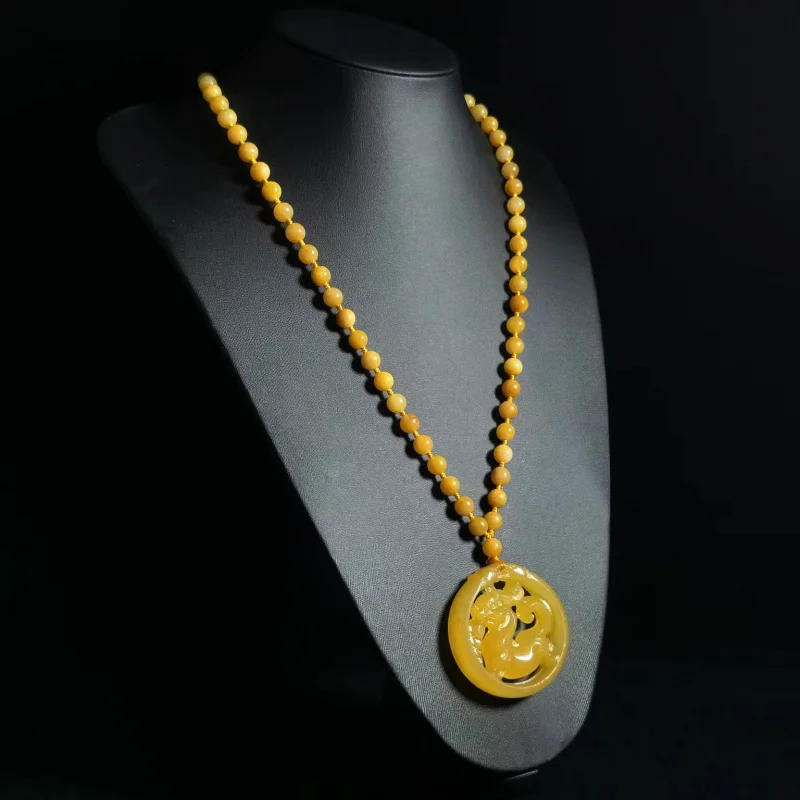 Huanglong Hollow Pixiu Gold Thread Chicken Fat Yellow Wealth-Attracting Fortune-Bringing Hanging Jade Pendant
