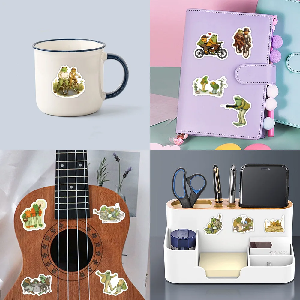 50PCS Readings Frog and Toad Graffiti Stickers DIY Decorative Guitar Skateboard Skateboard Waterproof Decal Children's Toys