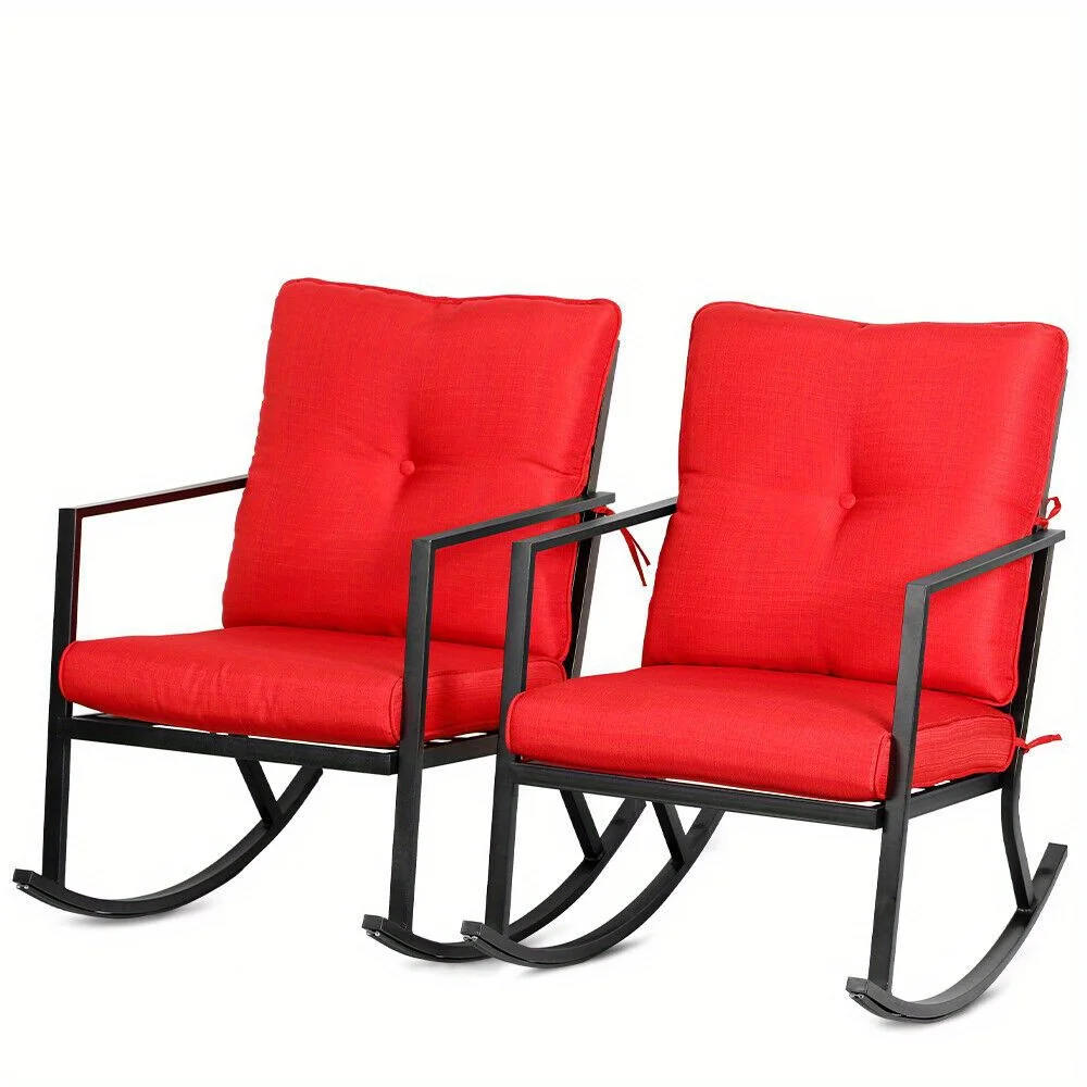 2PCS Modern Outdoor Patio Rocking Chairs Furniture Thick Cushions