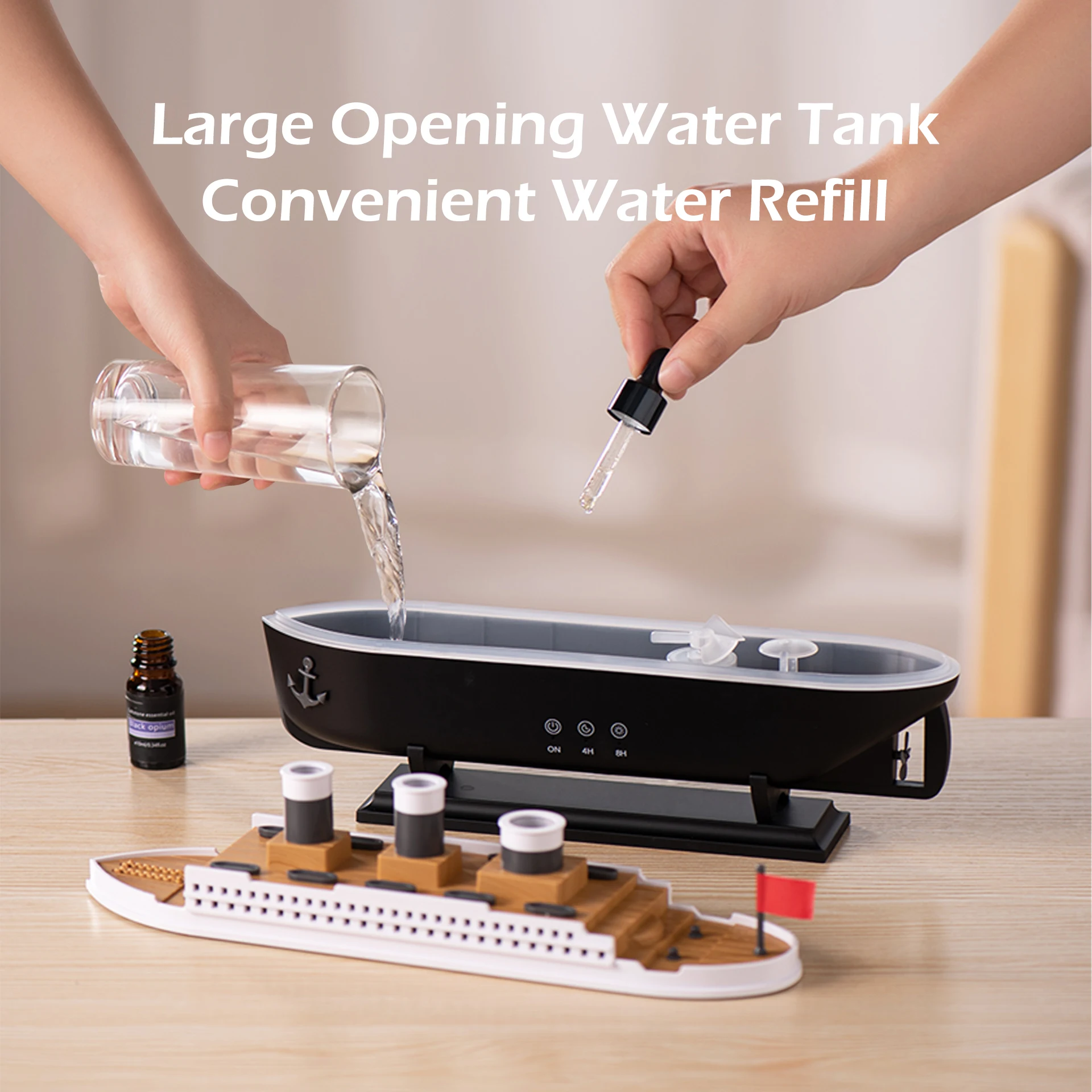 Titanic Ship Model Air Humidifier Home 250ml Remote Control Essential Oil Jellyfish Smoke Ring Spray Aroma Diffuser Humidifiers - view 4
