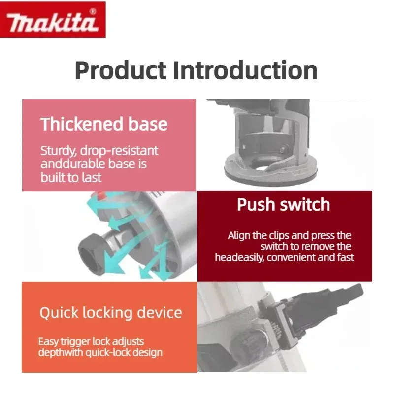 Makita DRT50 Cordless Trimmer Rechargeable Brushless Slotting Tool for 18V Woodwork Engraving Milling view 6