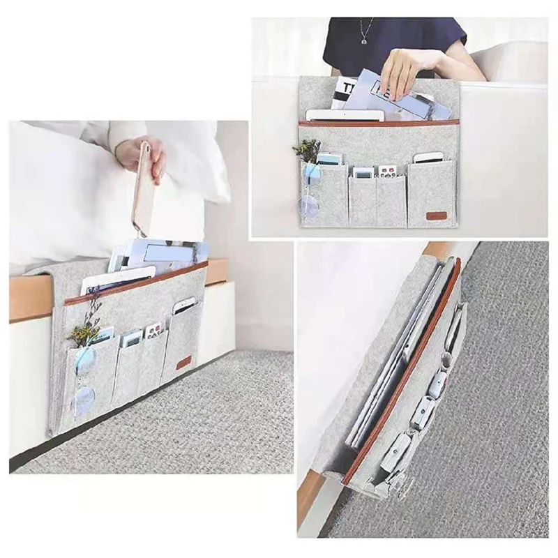 Kursi Rumah Tangga Caddy Felt Sofa Kursi Sandaran Tangan Organizer untuk Majalah Tablet Ponsel Remote Control Tas Penyimpanan Gantung