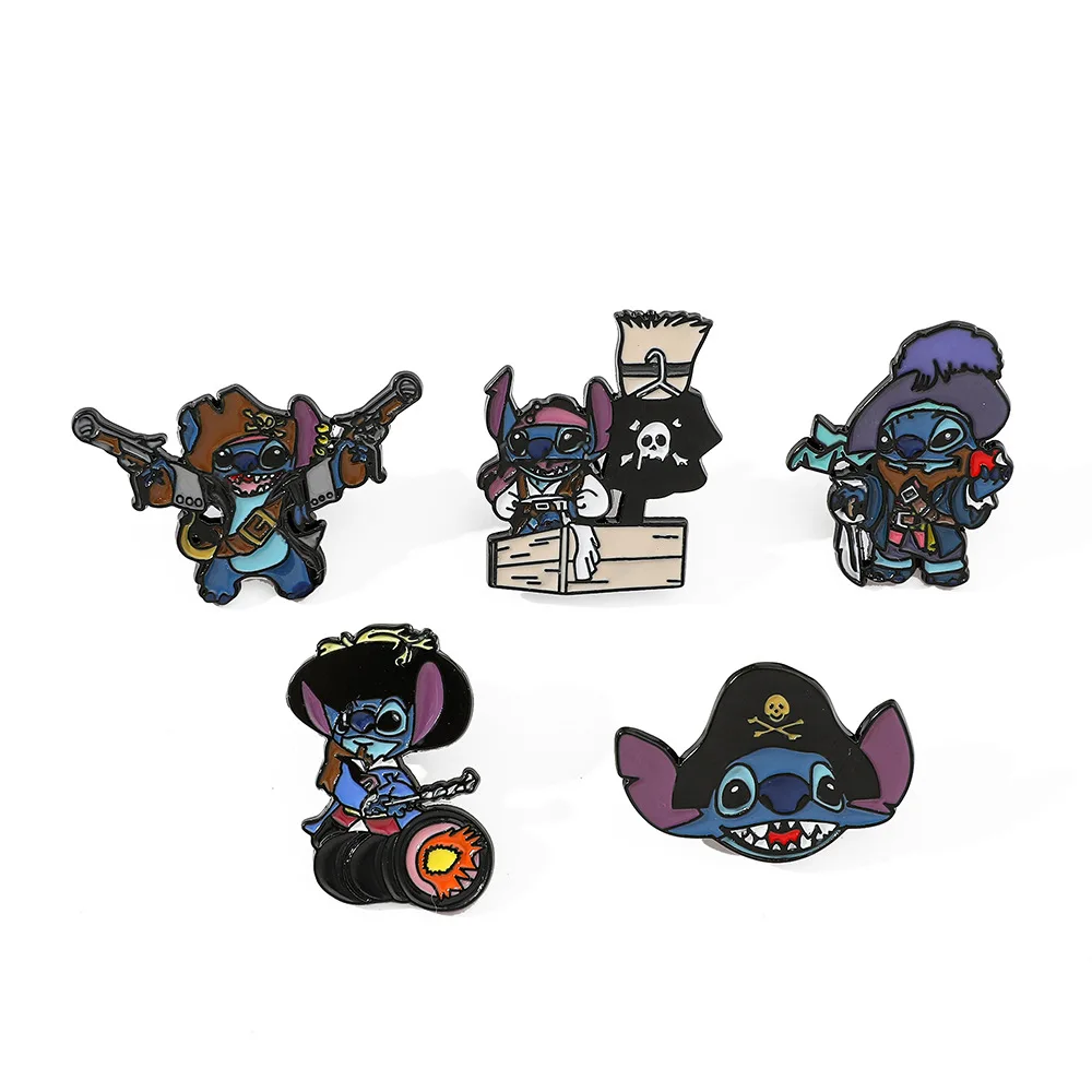 

Disney Brooch Stitch Cosplay Pirates of The Caribbean Enamel Pin Funny Metal Badge Jewelry for Clothing and Backpack Accessorie