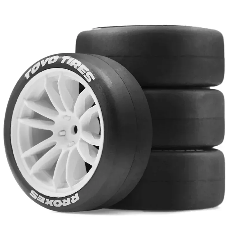 

4pcs1/10 RC Drift Tires and Plastic Wheels Rims 12mm Hex for 1:10 On Road Touring Street Car XV02 XV01 TT01 TT02 PTG2 A959