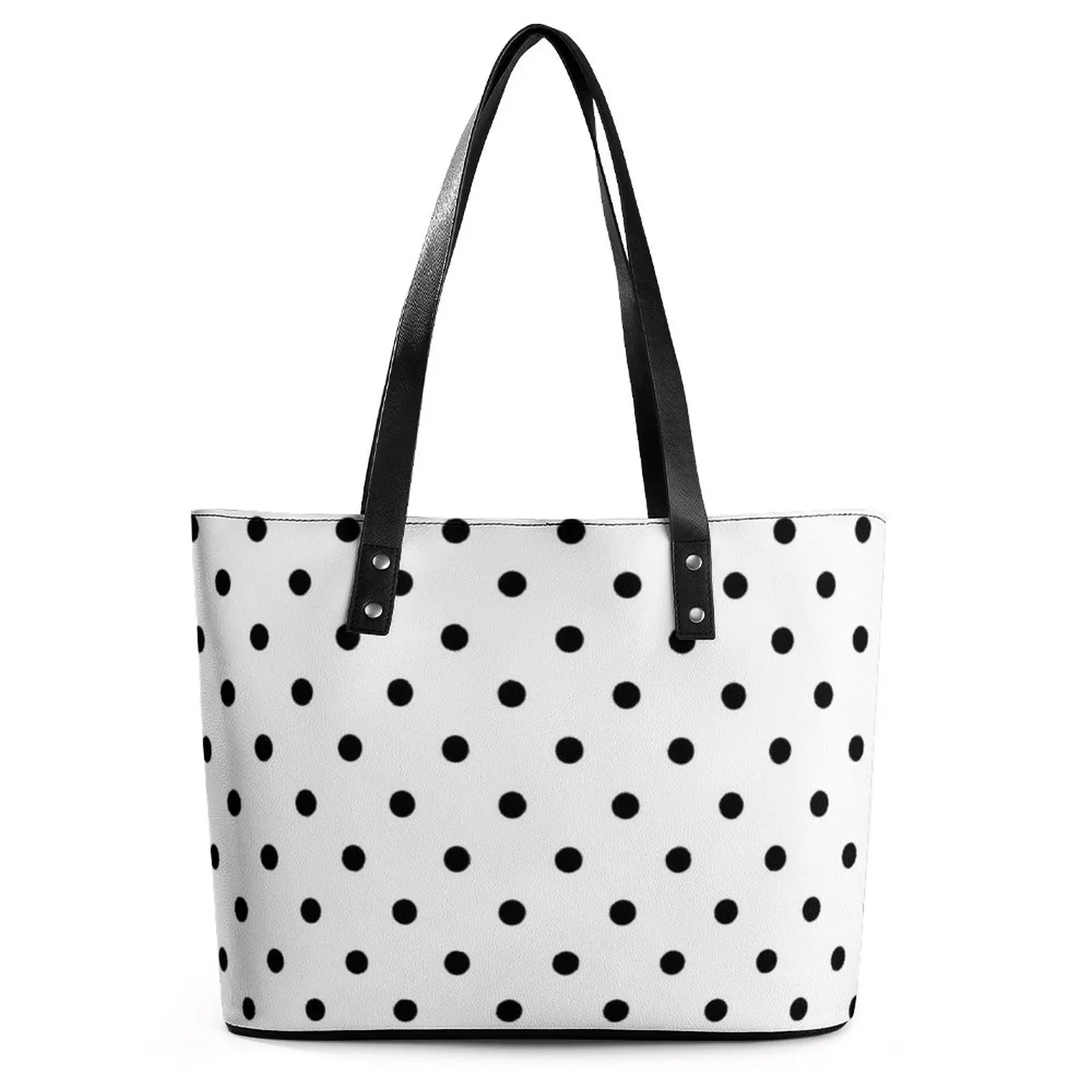 Borse classiche a pois bianco nero Polkadots borsa a tracolla in pelle PU retrò donna ufficio Tote Bag personalizzata borse Shopper Casual