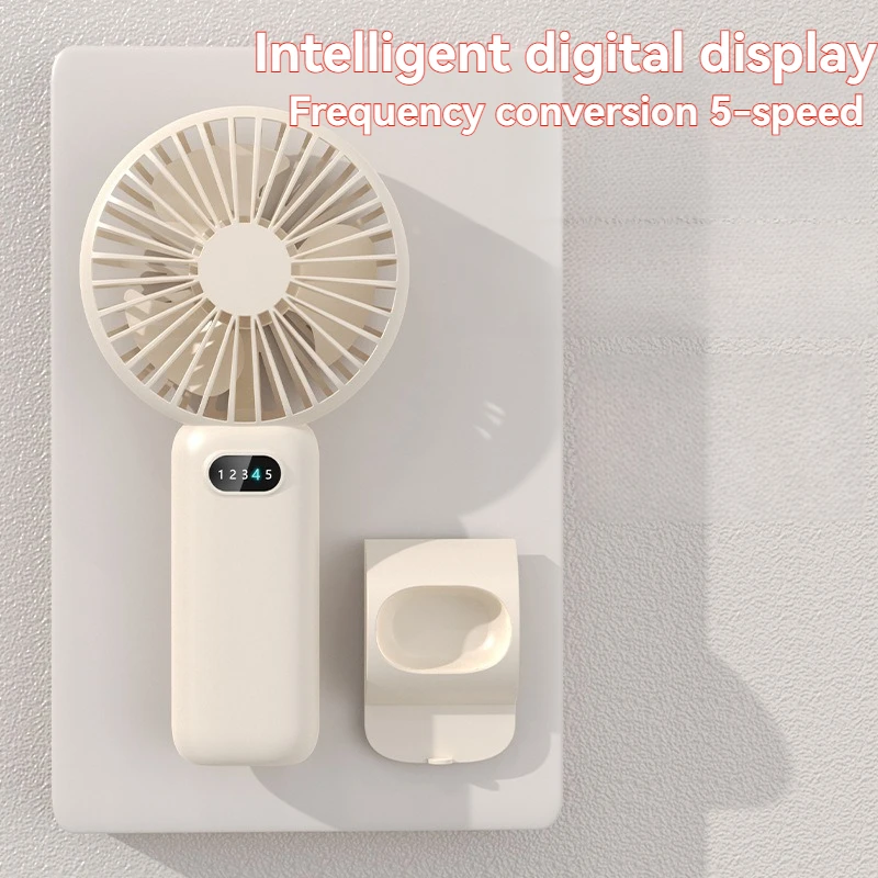 مروحة محمولة 5 سرعات عالية الرياح، بطارية تدوم طويلاً، تبريد سريع، تصميم محمول، مثالية للمنزل والخارج، تبريد الصيف