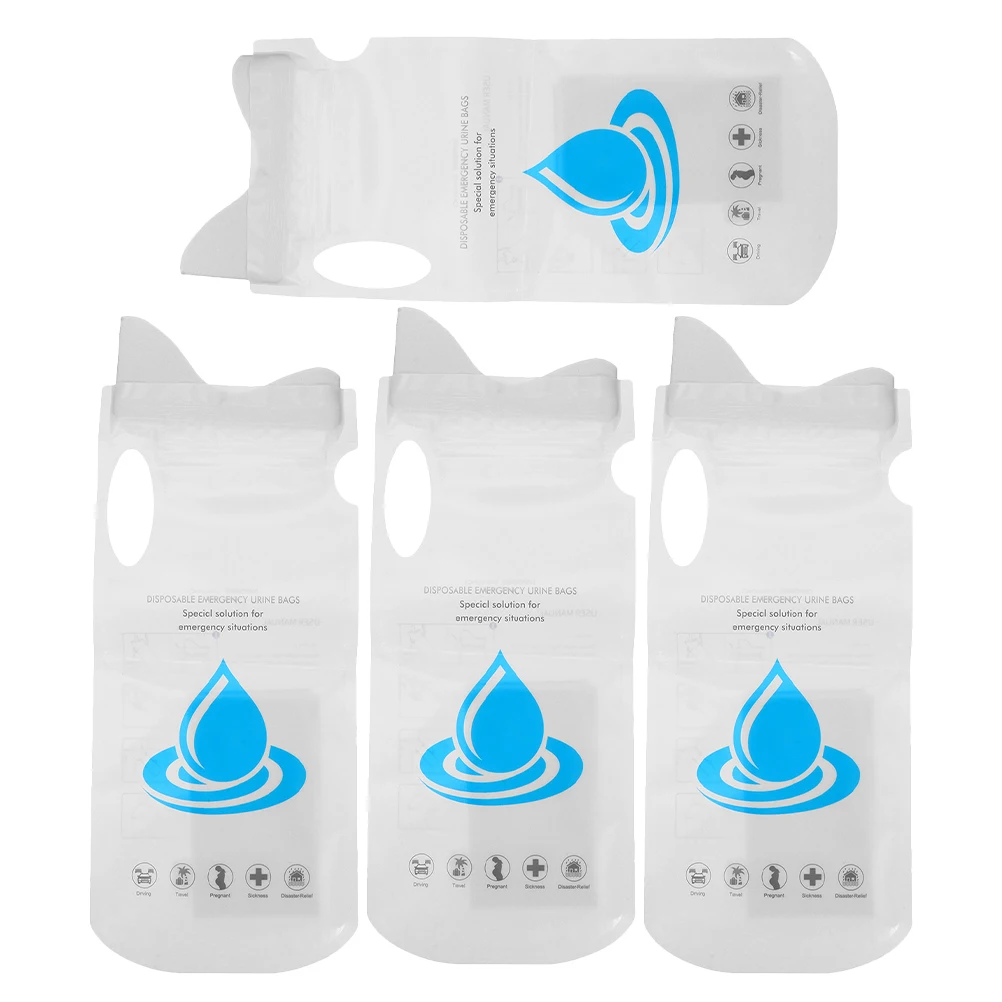

4Pcs Disposable Urinal Pouches Emergency Portable Pee Bags for Outdoor Car Travel Travel Urine Pouches for Men and Women