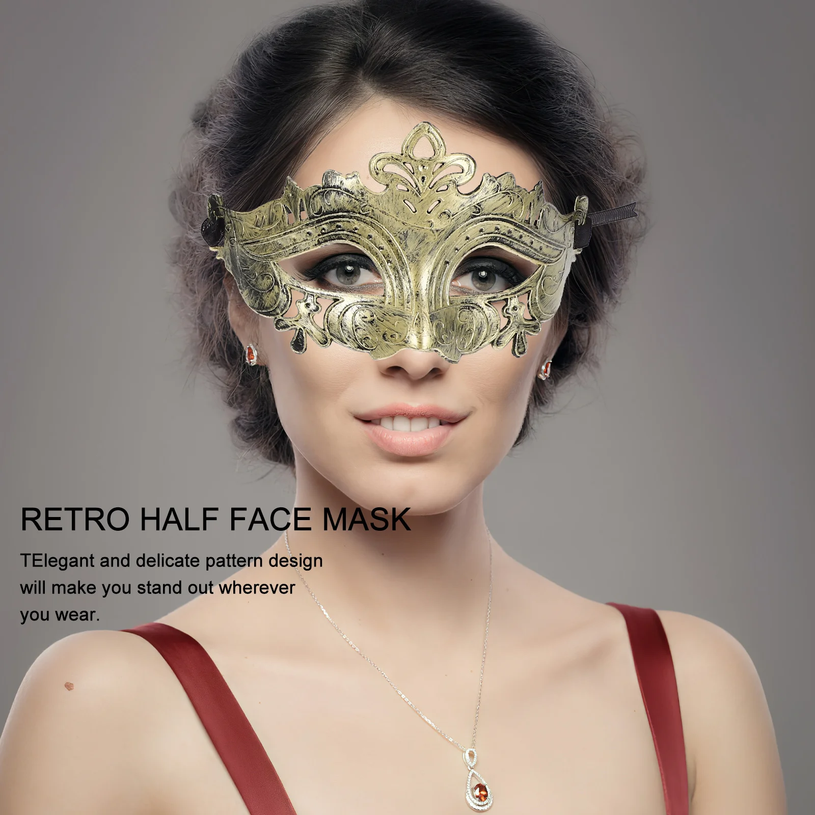 

25pcs Retro Half Face Mask Plastic Intricate Design For Halloween Party Cosplay Costume Photography Prop Decor Accessory