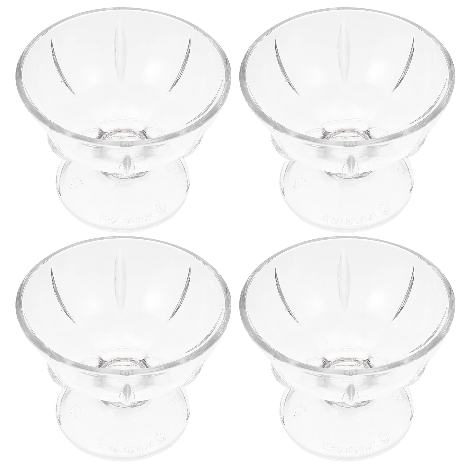 

4pcs Ice Cream Dessert Cup Transparent Pc Material For Fruit Salad Pudding Cake Snack Serving Milk Shake Juice High Based Bowl
