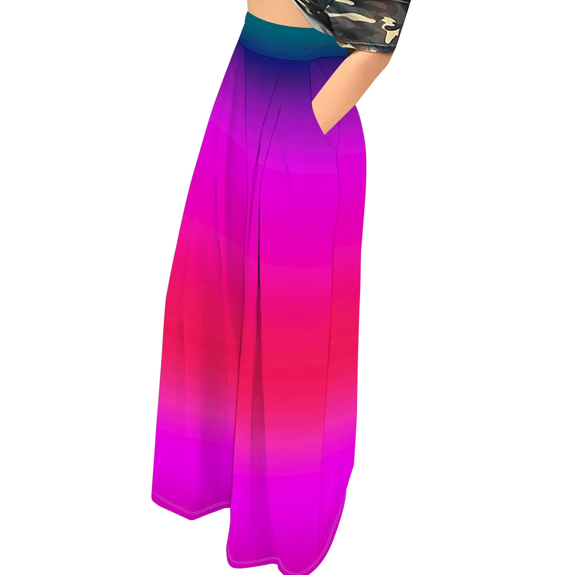 Gradient Print Wide Leg Pants, High Waist Palazzo Trousers, Casual Flowy Bottoms, Ombre Fashion Pants for Women, S-2XL