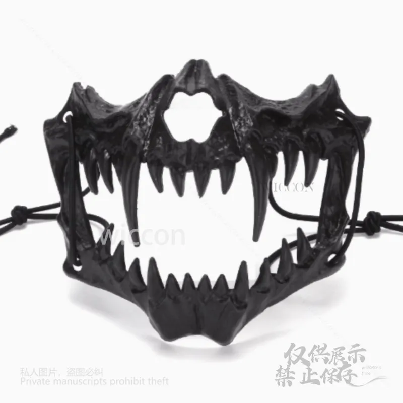 أنيمي التنين الله الهيكل العظمي نصف الوجه ثلاثية الأبعاد أقنعة مطبوعة العظام الحيوانات قناع تأثيري حلي الدعائم ملحق قناع حفلة الهالوين الجمجمة