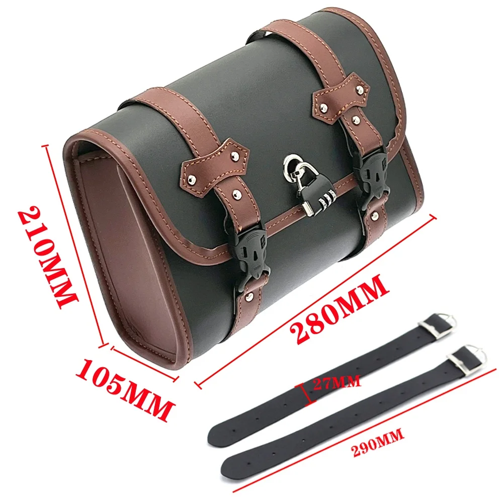 1PC Universal Motorcycle Saddlebag with Lock Side PU Leather Luggage Storage Forks Tool Bags for Most  E-bike Motorcycle Riding