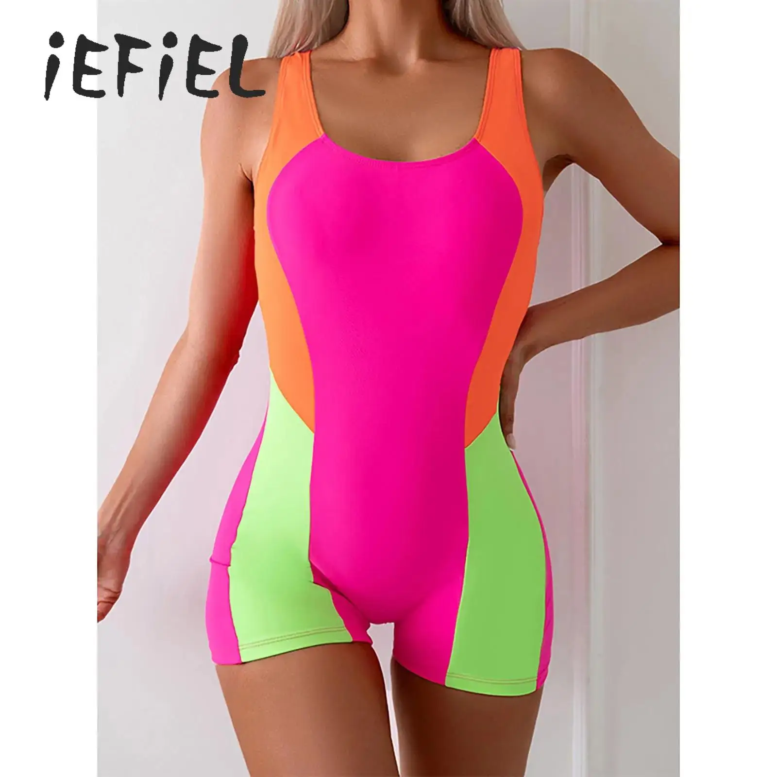 Womens One Piece Swimsuit Bikini Swimwear Sleeveless Hollow Back Athletic Quick Dry Sports Surfing Bathing Suit Sports Beachwear