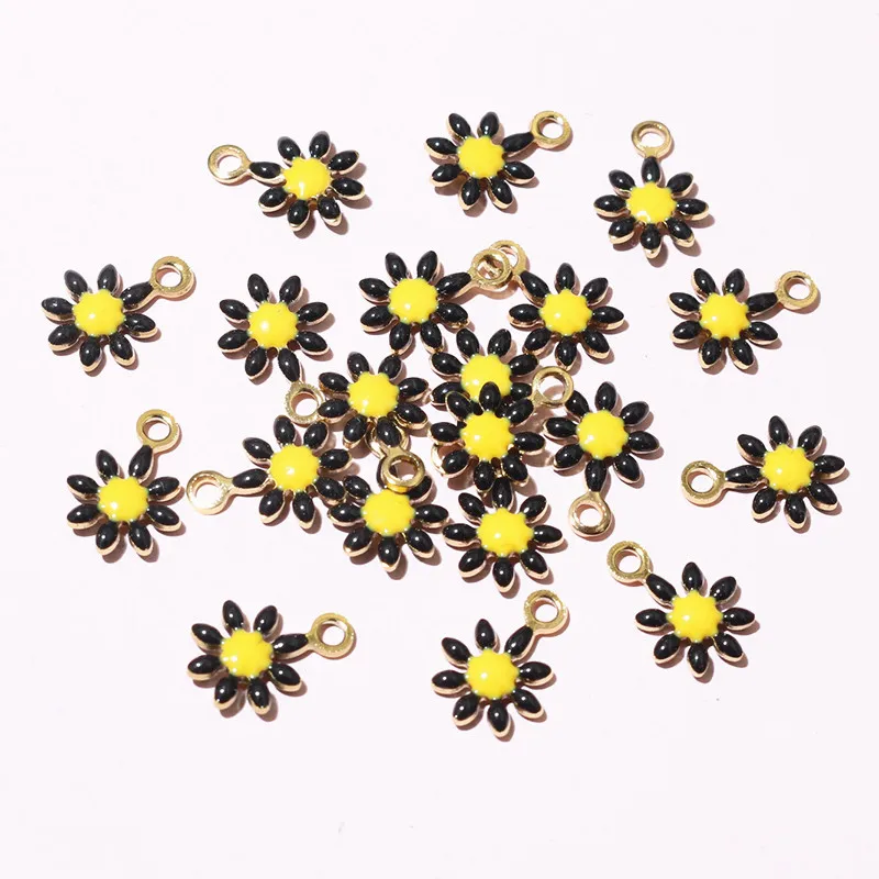 Small Flower 20pcs 10x7mm Charms Pendant Enamel Stainless Steel DIY Jewelry Making Accessories