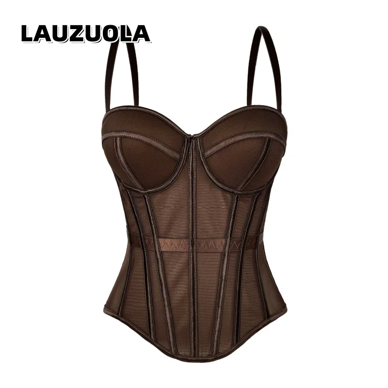 Sexy Corset Slimming Mesh Camisole With Chest Pads Wearable Corset Crop Top 2026 New Summer Style