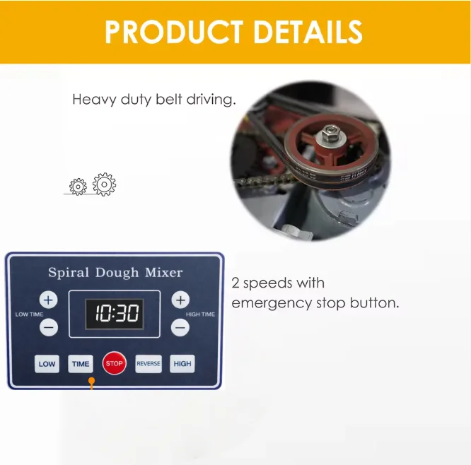 10kg 15kg 20kg 25kg 30kg 50kg 100kg Baking Equipment Pizza Mixer Spiral Mixer Bread Making Machine Dough Mixer