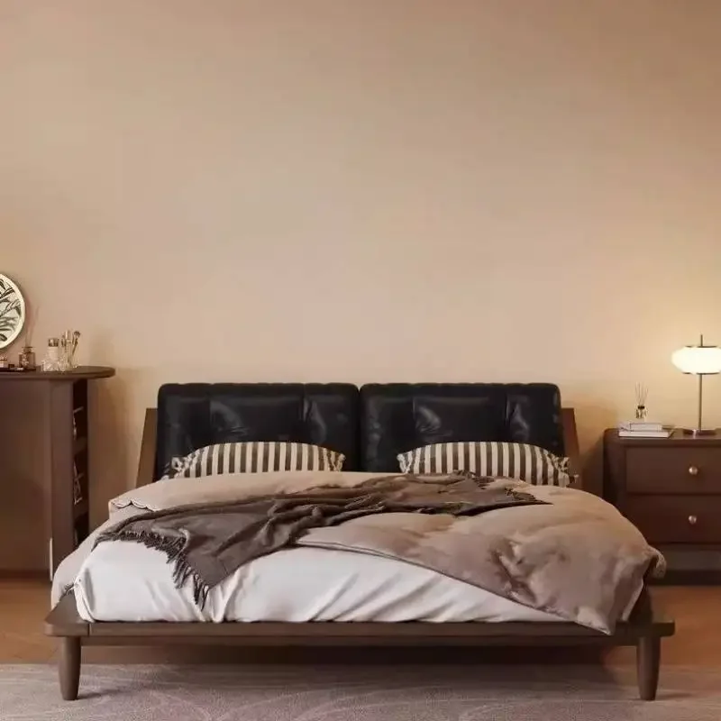 Couples Australia Double Bed Black European Soft Storage Japanese Double Bed Wooden Luxury Adults Letto Matrimoniale Furniture