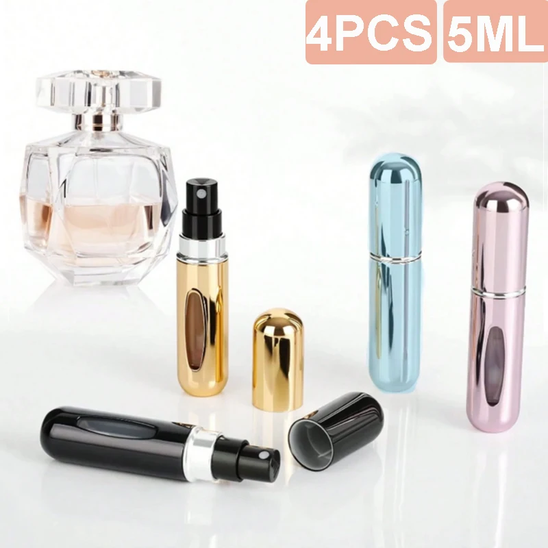 4PCS Perfume Spray Bottle Set Portable Mini Atomizer Cologne Travel Bottle Refillable Outings 5ml Self-Charging Scent Jar