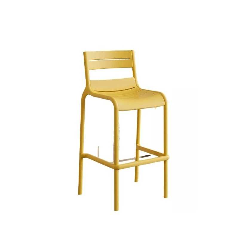 

Modern Simple Home High Chair Plastic Outdoor High Stool Stackable Backrest Bar Chair