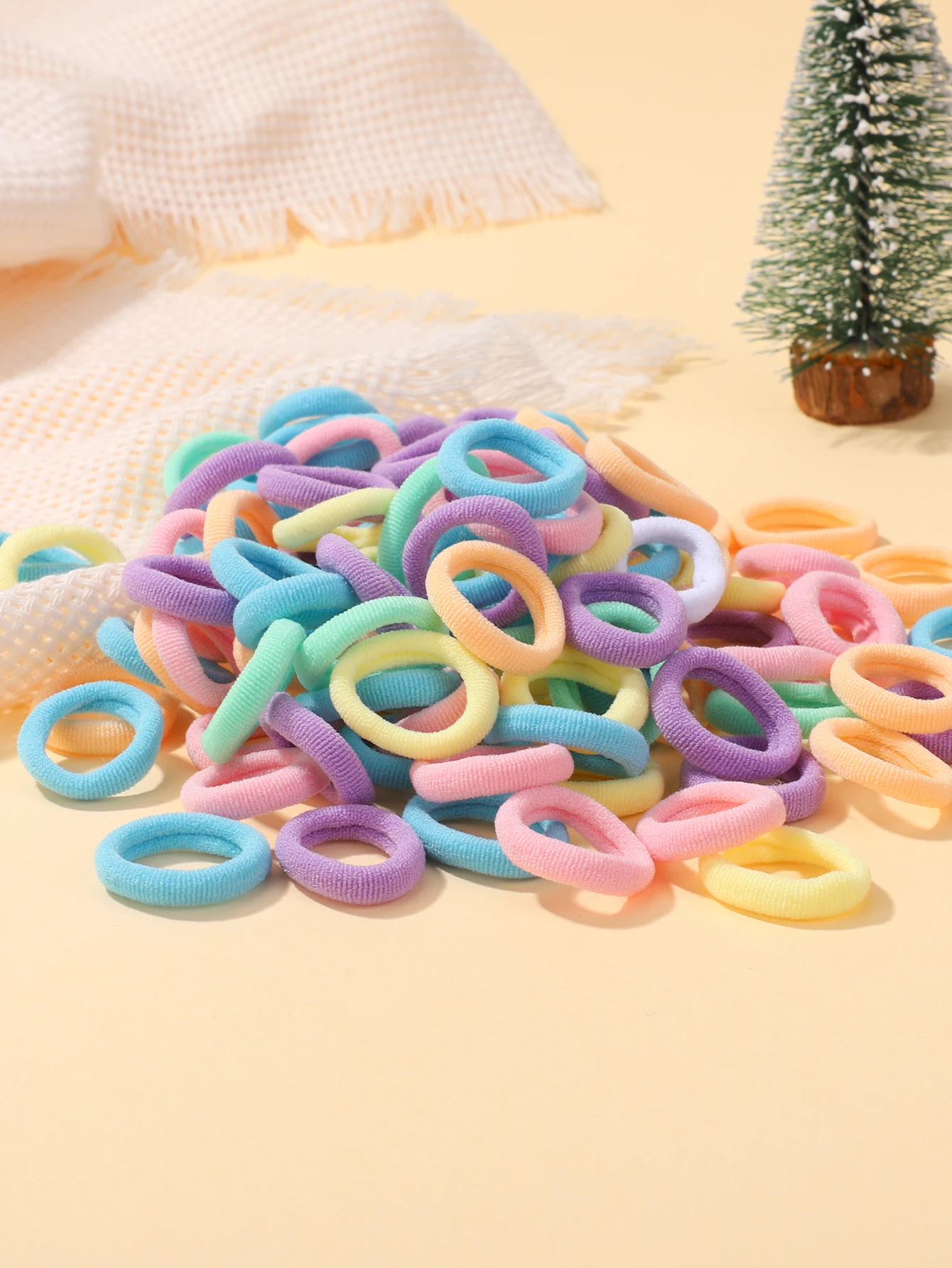 100Pcs/Set Elastic Hair Bands Girls Hair Accessories Mini Colorful Nylon Headband Kids Ponytail Holder Scrunchie Ornaments Gift