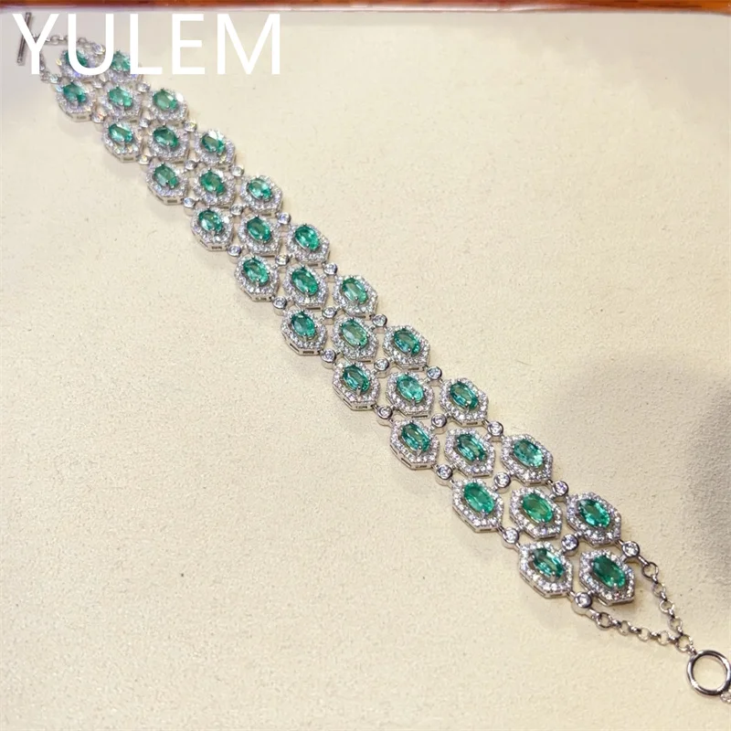 

Натуральный изумруд Party 3*5 мм Роскошный браслет Серебряный браслет с позолотой 18 карат Ювелирные изделия из серебра 925 пробы с драгоценными камнями