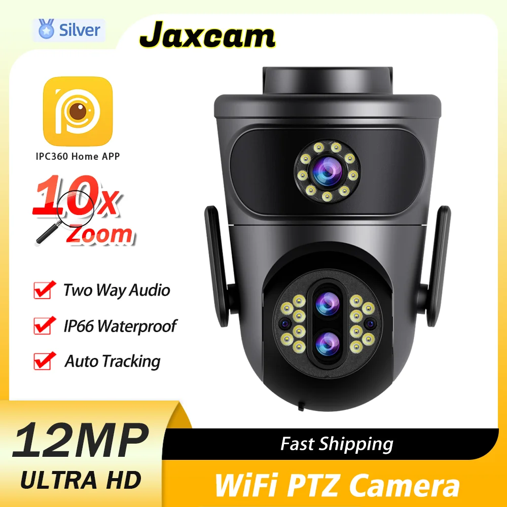 

10X zoom Three lens 6K12MP wireless WIFI Outdoor camera IP wireless auto tracking security camera P2P video surveillance camera